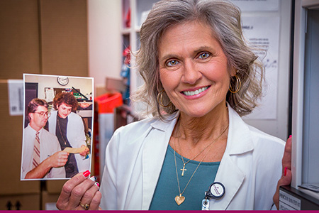 Angela Gosen showing photo from early in her career