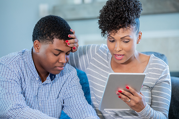 Mother and Son on Virtual Visit